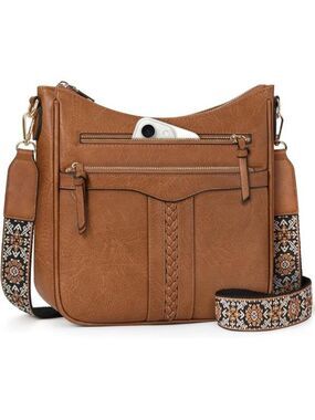 Womens leather crossbody bag soft shoulder purse travel handbag lightweight chic
